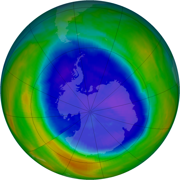 Antarctic ozone map for 17 September 1992